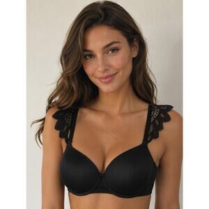 Victoria’s Secret Very Sexy Push-Up Bra 36C Black Convertible Lace Strap Wings